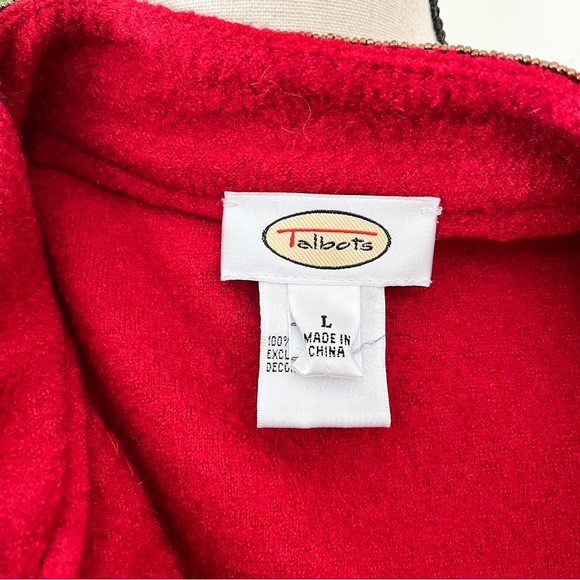 Talbots Vintage Red Wool Embroidered Beaded Jacket Large - Picture 6 of 10